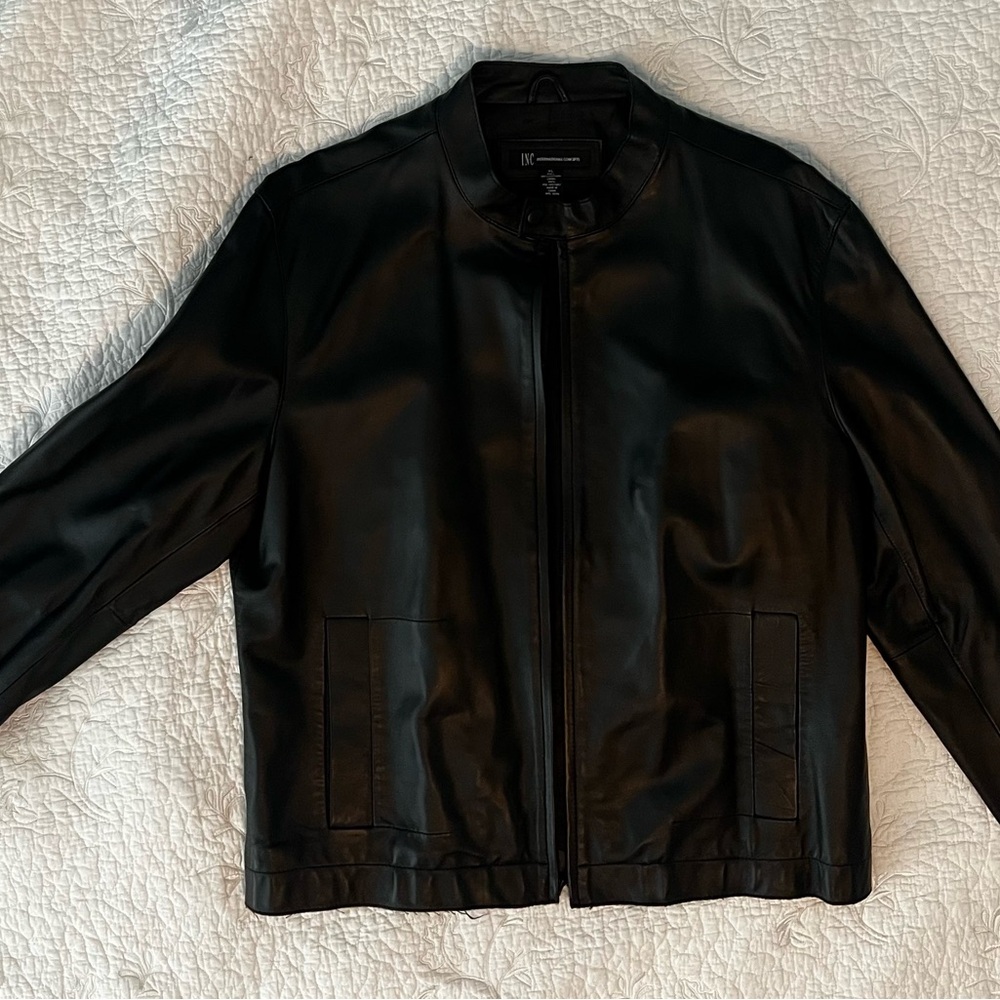 INC International Concepts Black Leather Jacket